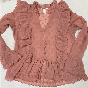 H&M Pink Ruffle Blouse